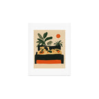 Tropical Bedside Calm Bold Sun and Plant Modern Art in Earthy Tones Art Print Gallery Image 1
