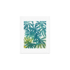 Tropical Leaf Silhouettes in Teal Green Art Print Gallery Image 1