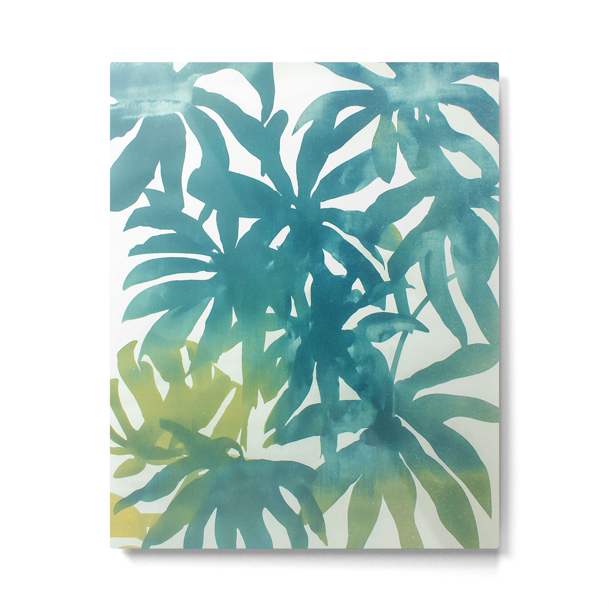Tropical Leaf Silhouettes in Teal Green Metal Print Gallery Image 4