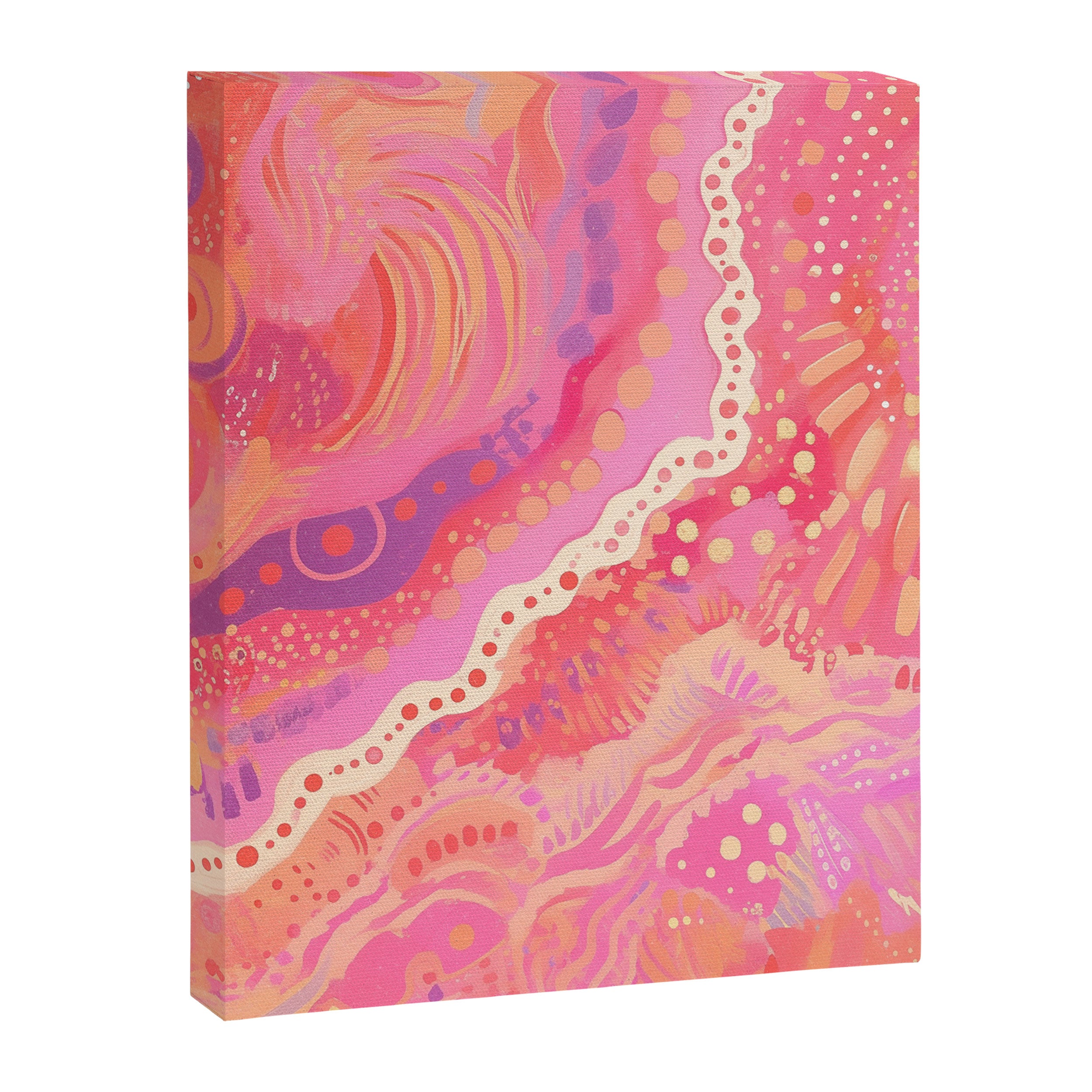 Vibrant Abstract Coral Swirl Pattern with Pink and Peach Accents Canvas Print Gallery Image 6