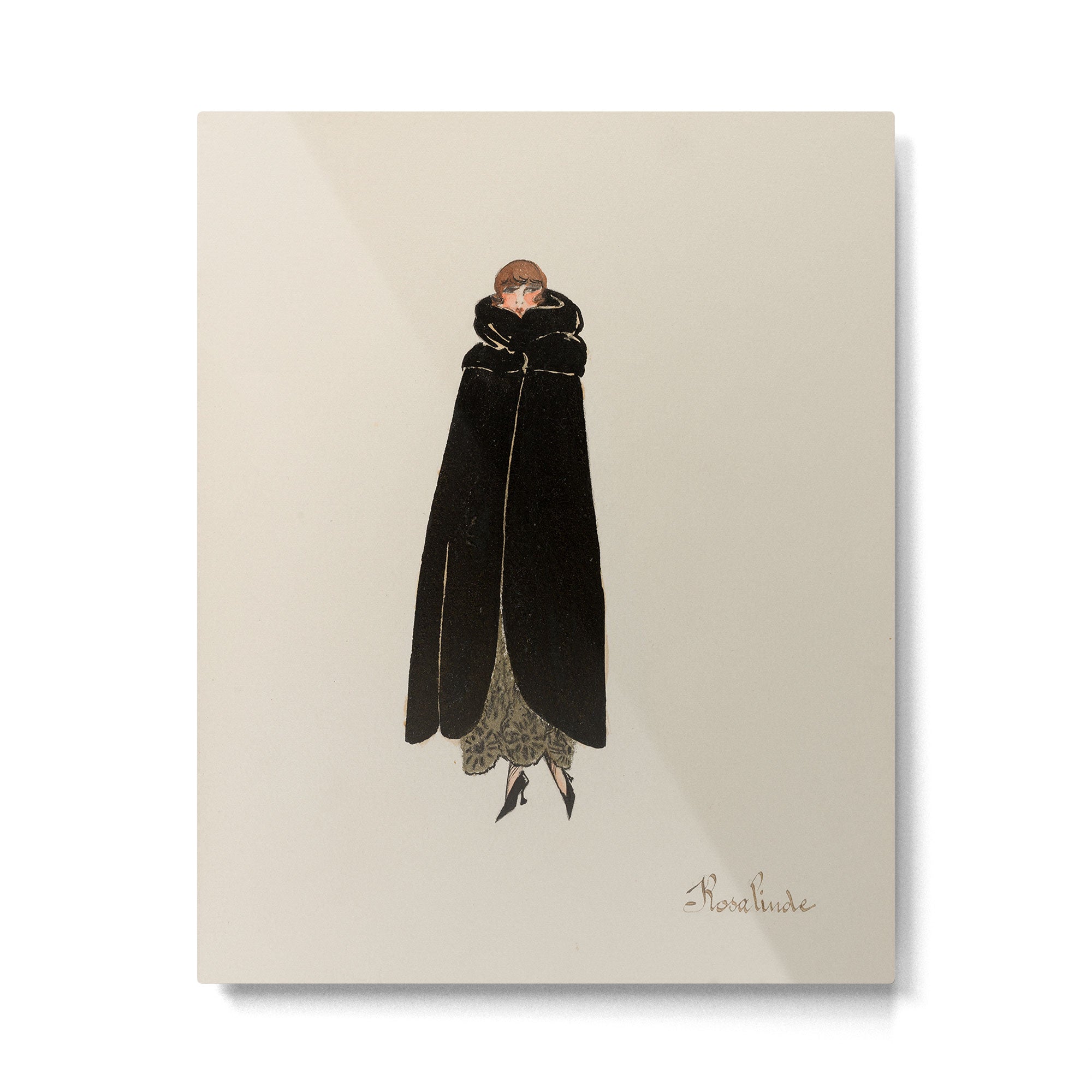 Vintage Art Deco Fashion Woman Portrait Elegant Black Dress Metal Print Gallery Image 4