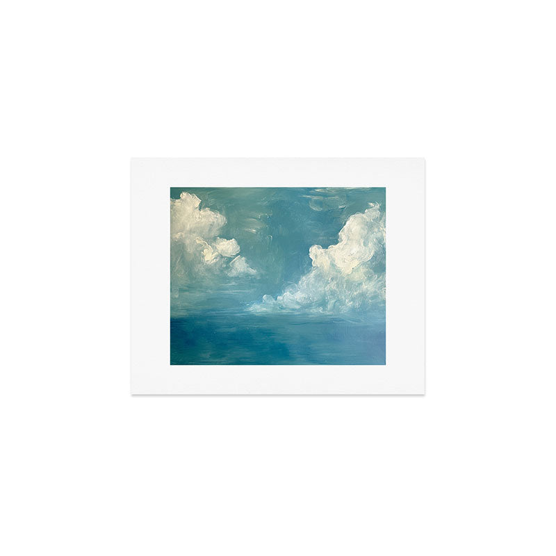 Vintage Elegant White Clouds Blue Sky Art Print Gallery Image 1