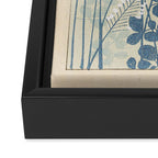 Vintage Japanese Botanical Silhouette in Soft Blue Tones Framed Canvas Print Gallery Image 3