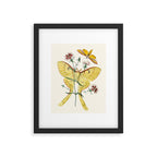 Vintage Yellow Luna Moth with Wildflowers Framed Art Print Gallery Image 5