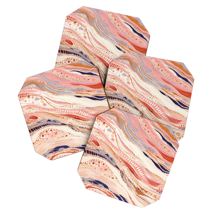 Warm Desert Flow Eclectic Abstract Pattern with Earthy Tones Coaster Gallery Image 1