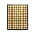 Wavy Olive Gingham Pattern Earth Tone Checkered Cozy Vibes Framed Canvas Print Gallery Image 6