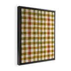 Wavy Olive Gingham Pattern Earth Tone Checkered Cozy Vibes Framed Canvas Print Gallery Image 2