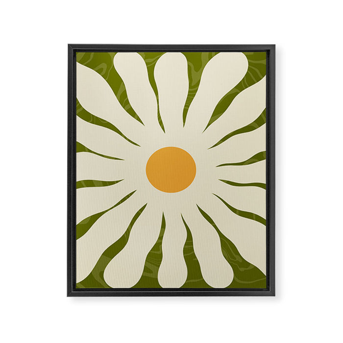 White Daisy Flower 70s Retro Abstract Framed Canvas Print Gallery Image 1