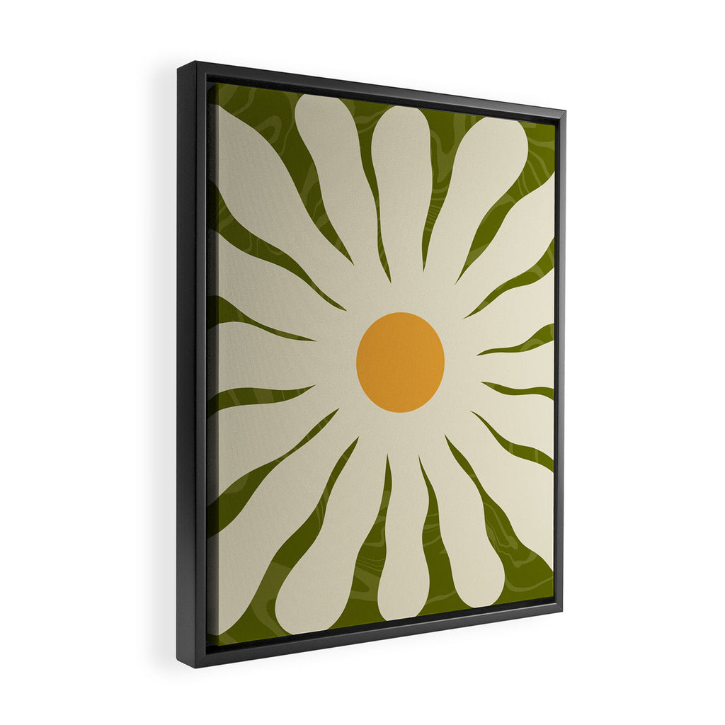 White Daisy Flower 70s Retro Abstract Framed Canvas Print Gallery Image 2