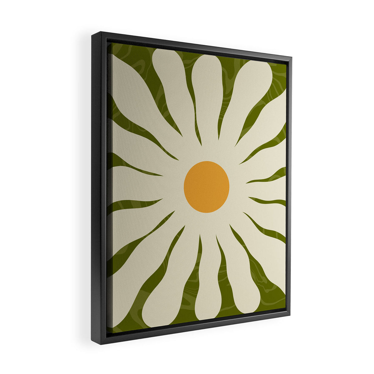 White Daisy Flower 70s Retro Abstract Framed Canvas Print Gallery Image 2