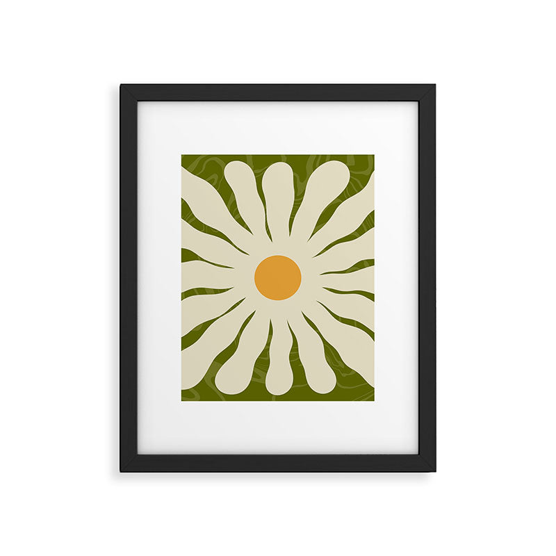 White Daisy Flower 70s Retro Abstract Framed Art Print Gallery Image 6