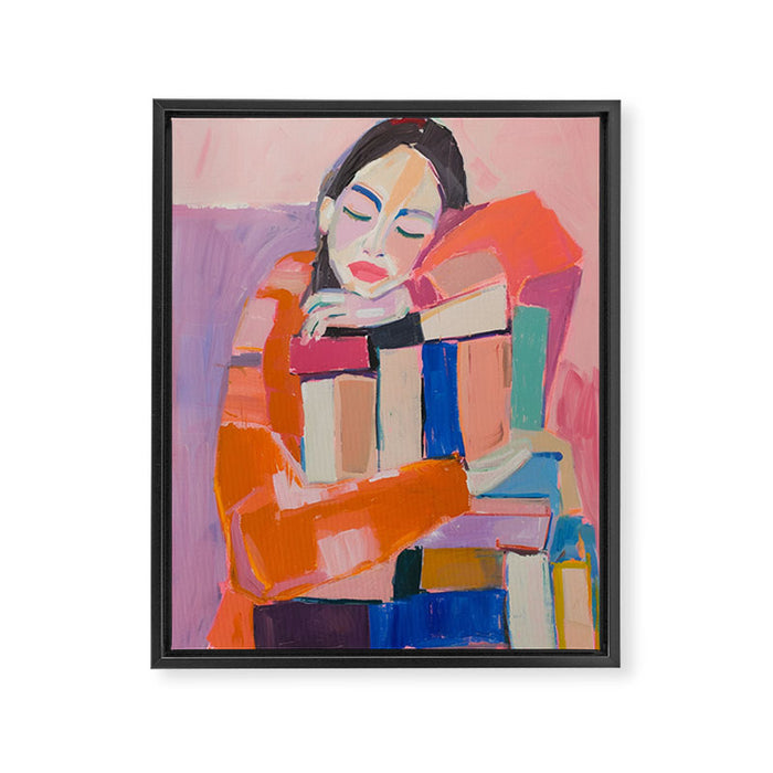 Woman Love for Books Framed Canvas Print Gallery Image 1