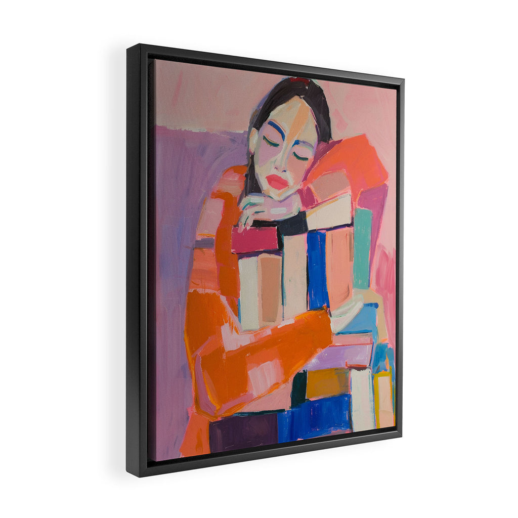 Woman Love for Books Framed Canvas Print Gallery Image 2