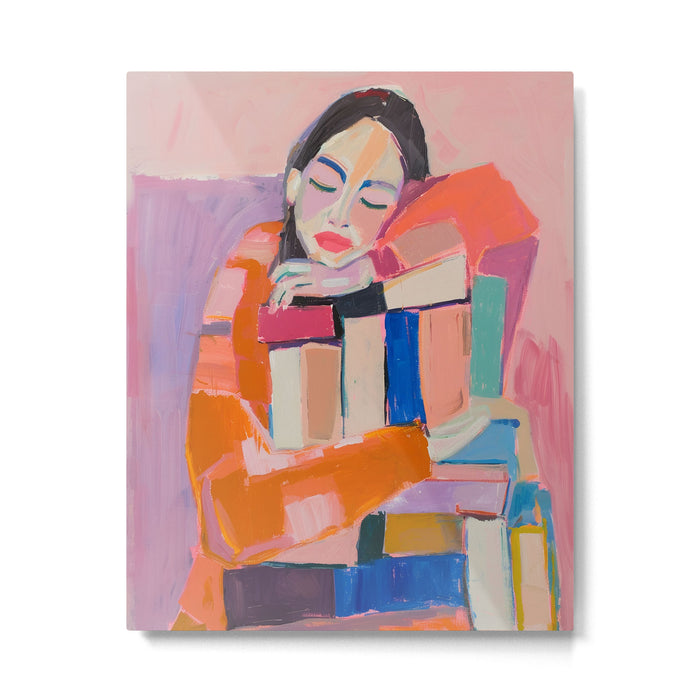 Woman Love for Books Metal Print Gallery Image 1