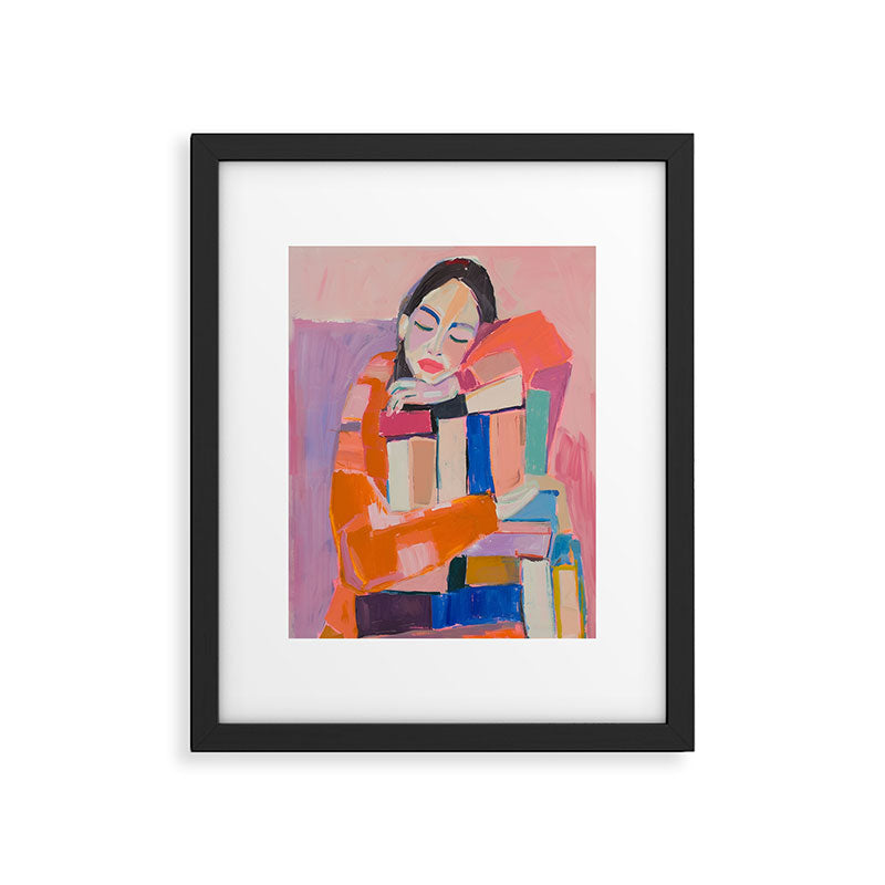 Woman Love for Books Framed Art Print Gallery Image 4