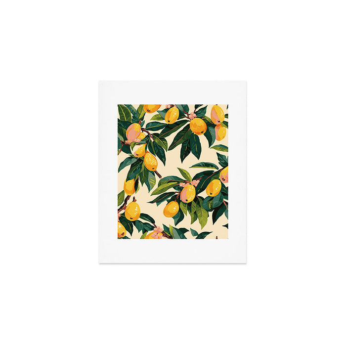 Yellow Mangos Summer Tropical Pattern Art Print Gallery Image 1