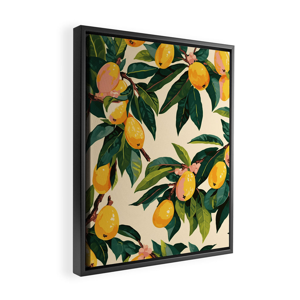 Yellow Mangos Summer Tropical Pattern Framed Canvas Print Gallery Image 2