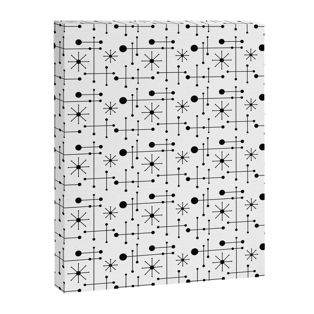 Atomic Retro Mid Century Modern Pattern Black and White Canvas Print Gallery Image 6