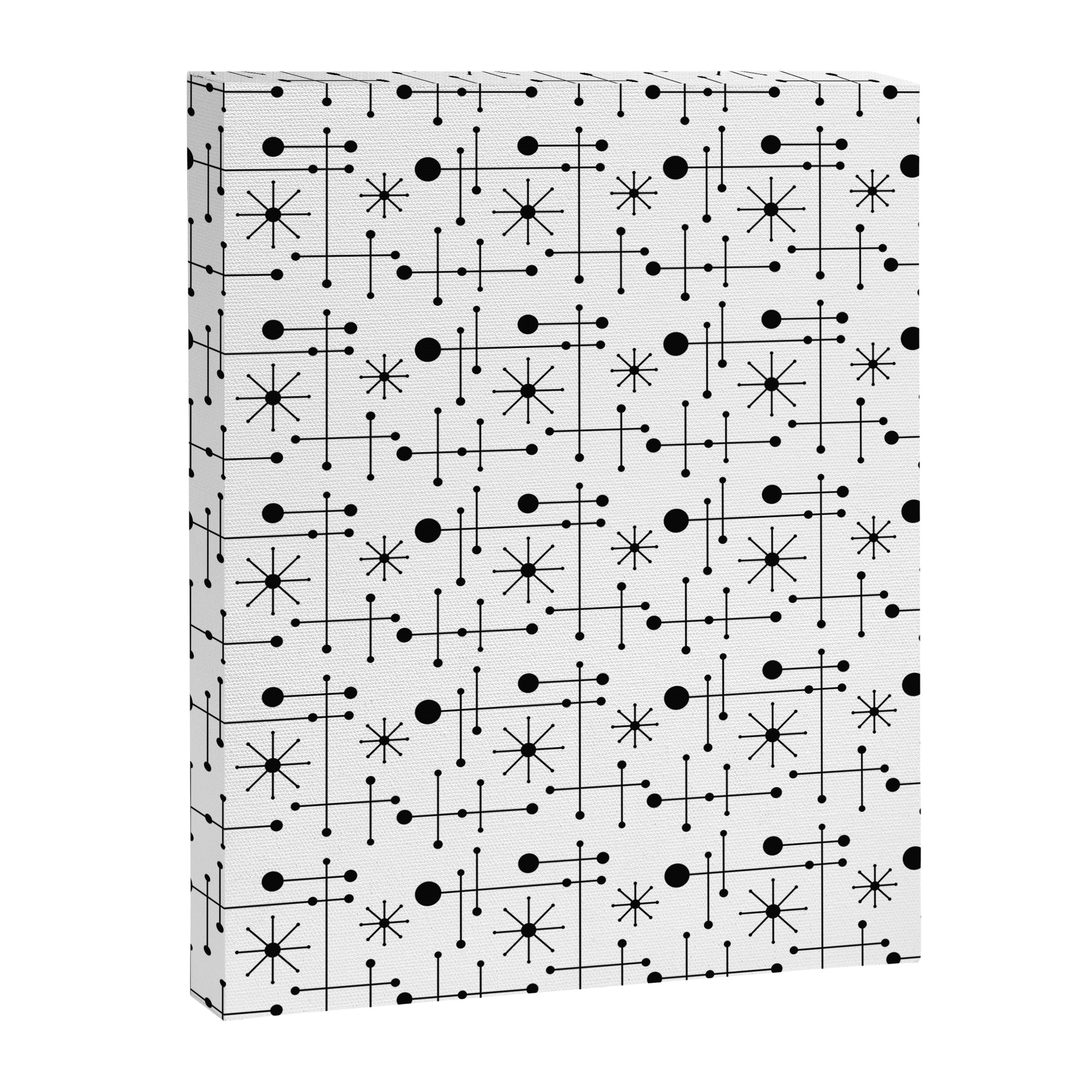 Atomic Retro Mid Century Modern Pattern Black and White Canvas Print Gallery Image 6