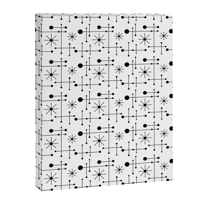 Atomic Retro Mid Century Modern Pattern Black and White Canvas Print Gallery Image 1