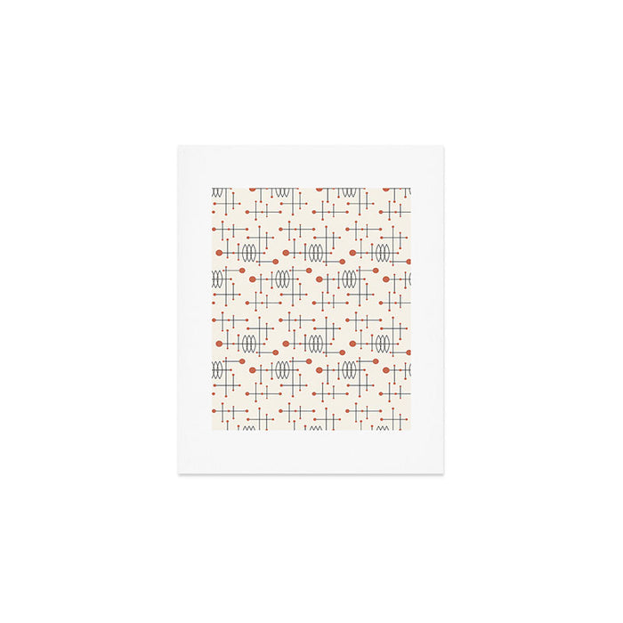 Mid Century Atomic Age Pattern Orange and Cream Art Print Gallery Image 1