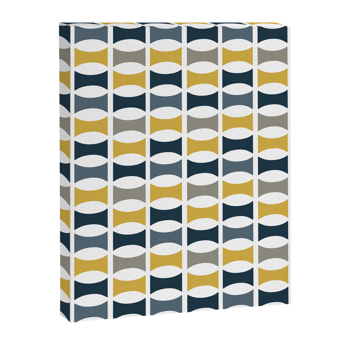 Mid Century Modern Geometric Pattern Navy Blue, Mustard Yellow, Gray Canvas Print Gallery Image 1