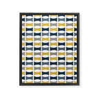 Mid Century Modern Geometric Pattern Navy Blue, Mustard Yellow, Gray Framed Canvas Print Gallery Image 6