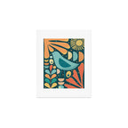 Mid Century Modern Inspired Bird and Leaves Art Print Gallery Image 1