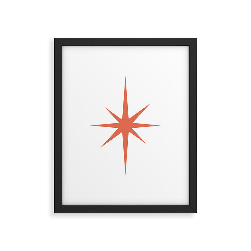 Orange Mid Century Starburst Framed Art Print Gallery Image 5