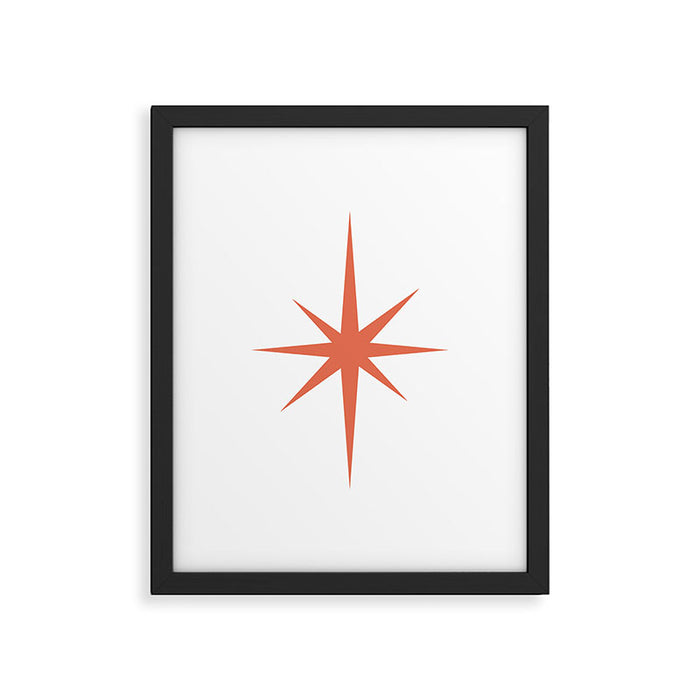 Orange Mid Century Starburst Framed Art Print Gallery Image 1