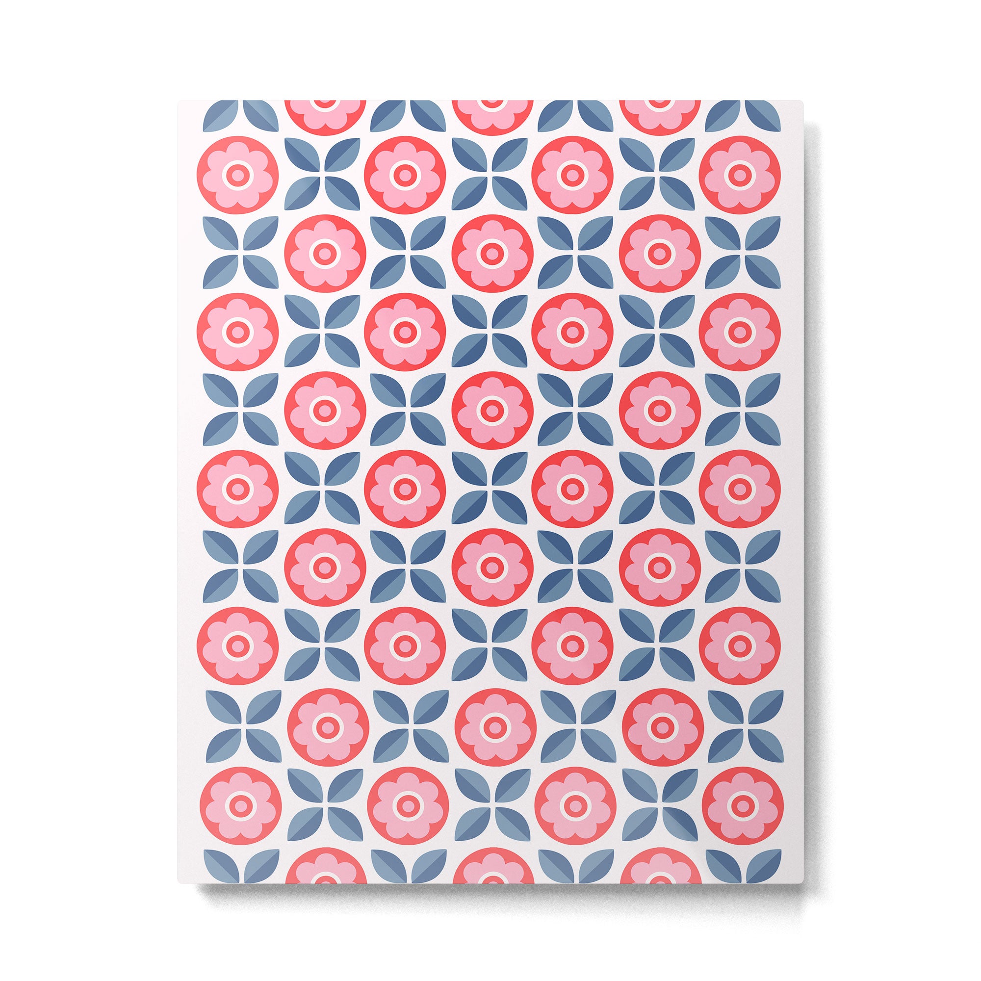 Retro Floral Seamless Pattern in Pink and Blue Metal Print Gallery Image 4