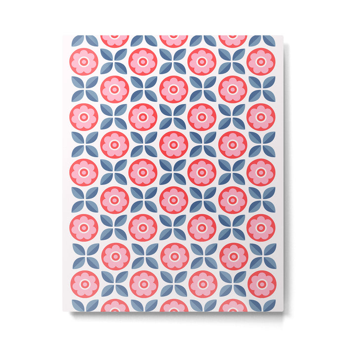 Retro Floral Seamless Pattern in Pink and Blue Metal Print Gallery Image 1