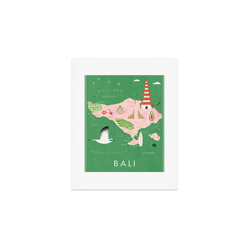 Bali Illustrated Map Art Print Gallery Image 1