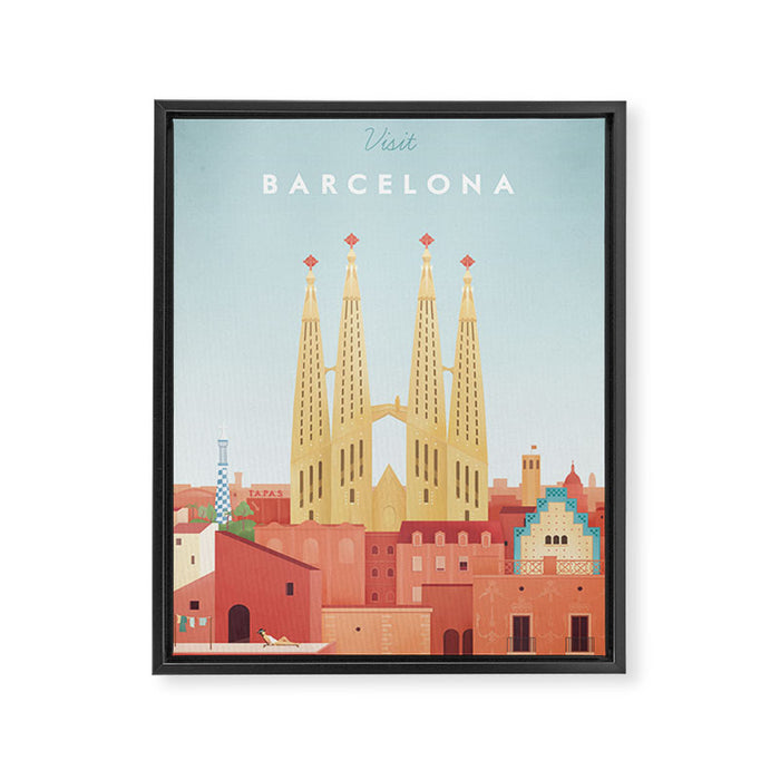 Barcelona Framed Canvas Print Gallery Image 1