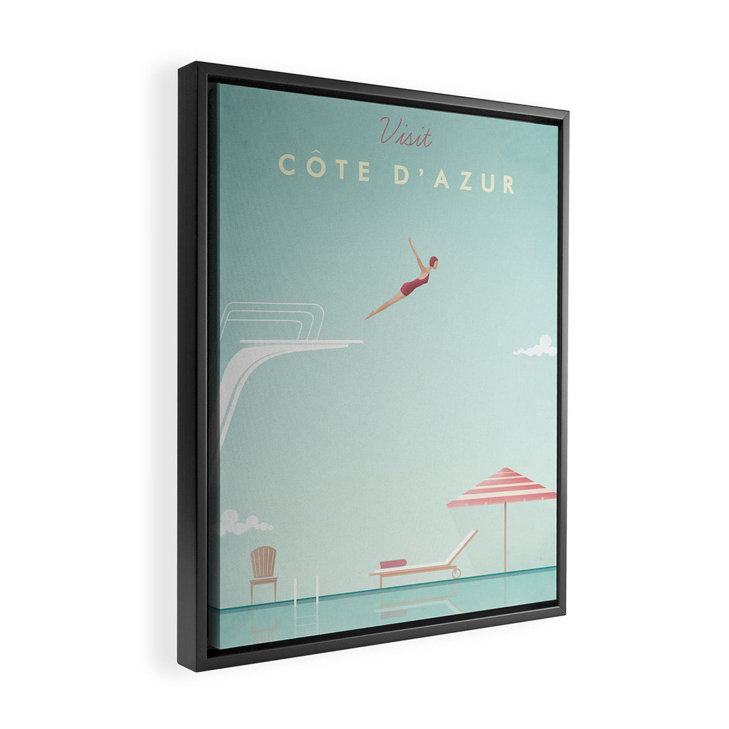 Vintage Côte d'Azur Travel Poster Framed Canvas Print Gallery Image 2