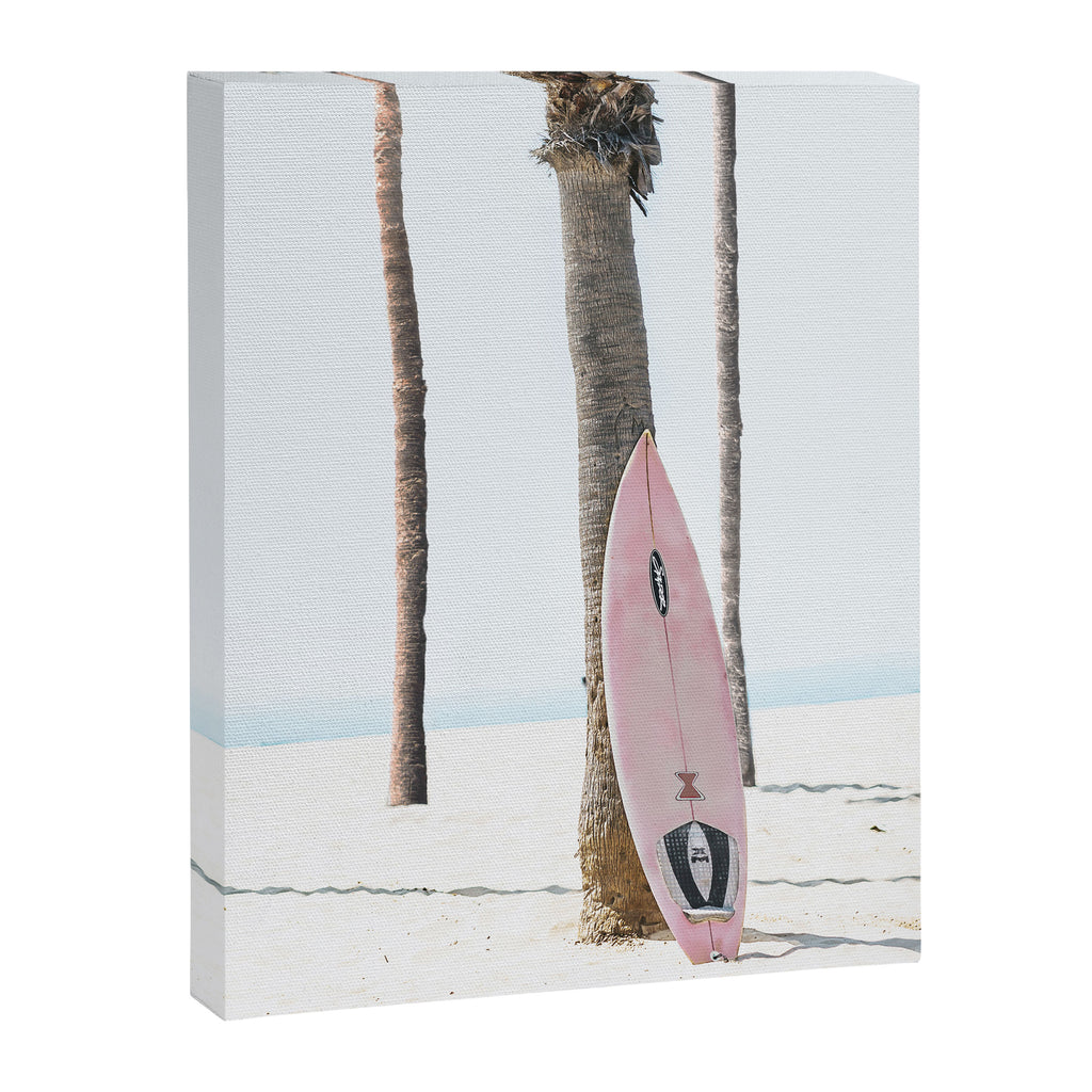 Pastel Pink Surfboard at Beach Canvas Print Gallery Image 6