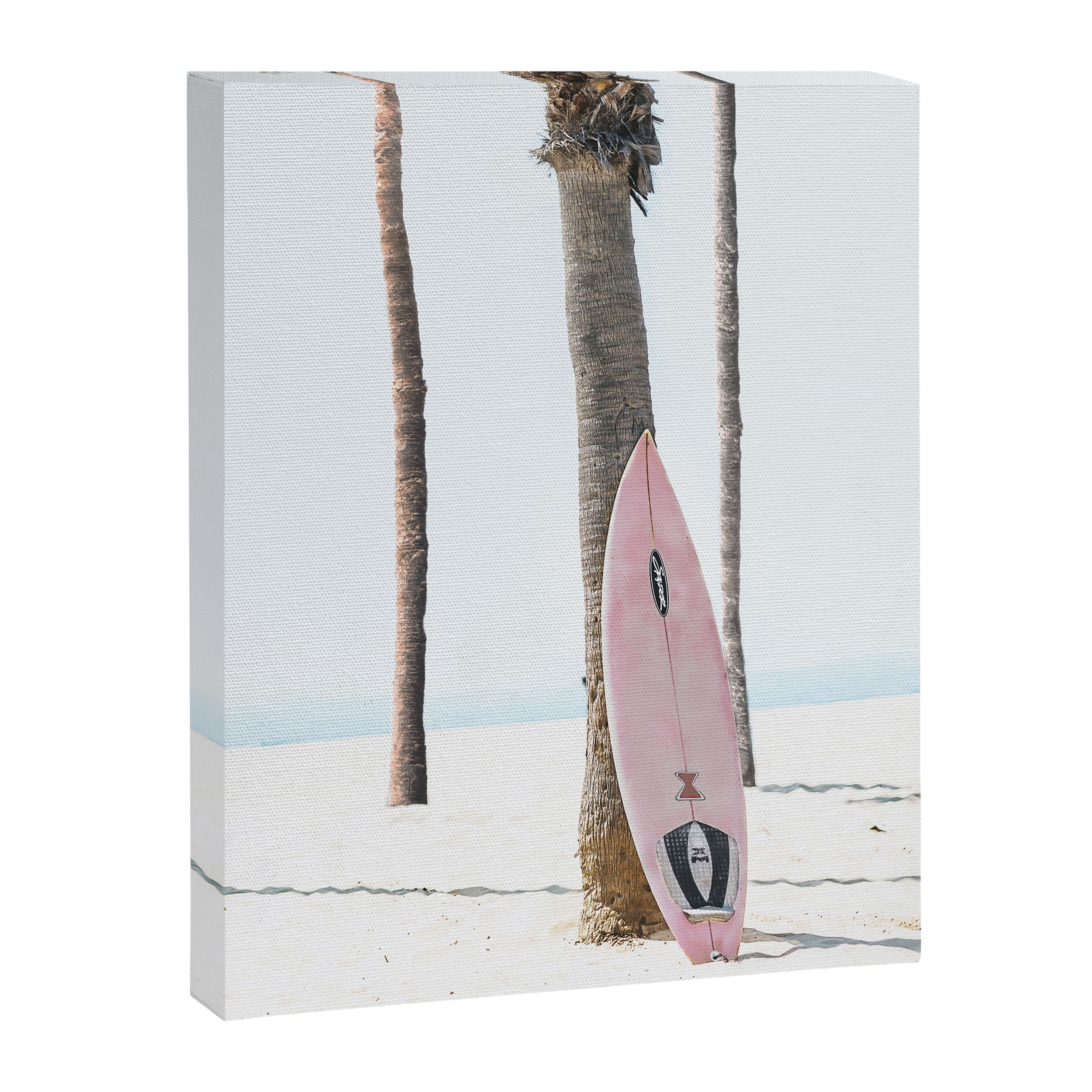 Pastel Pink Surfboard at Beach Canvas Print Gallery Image 6