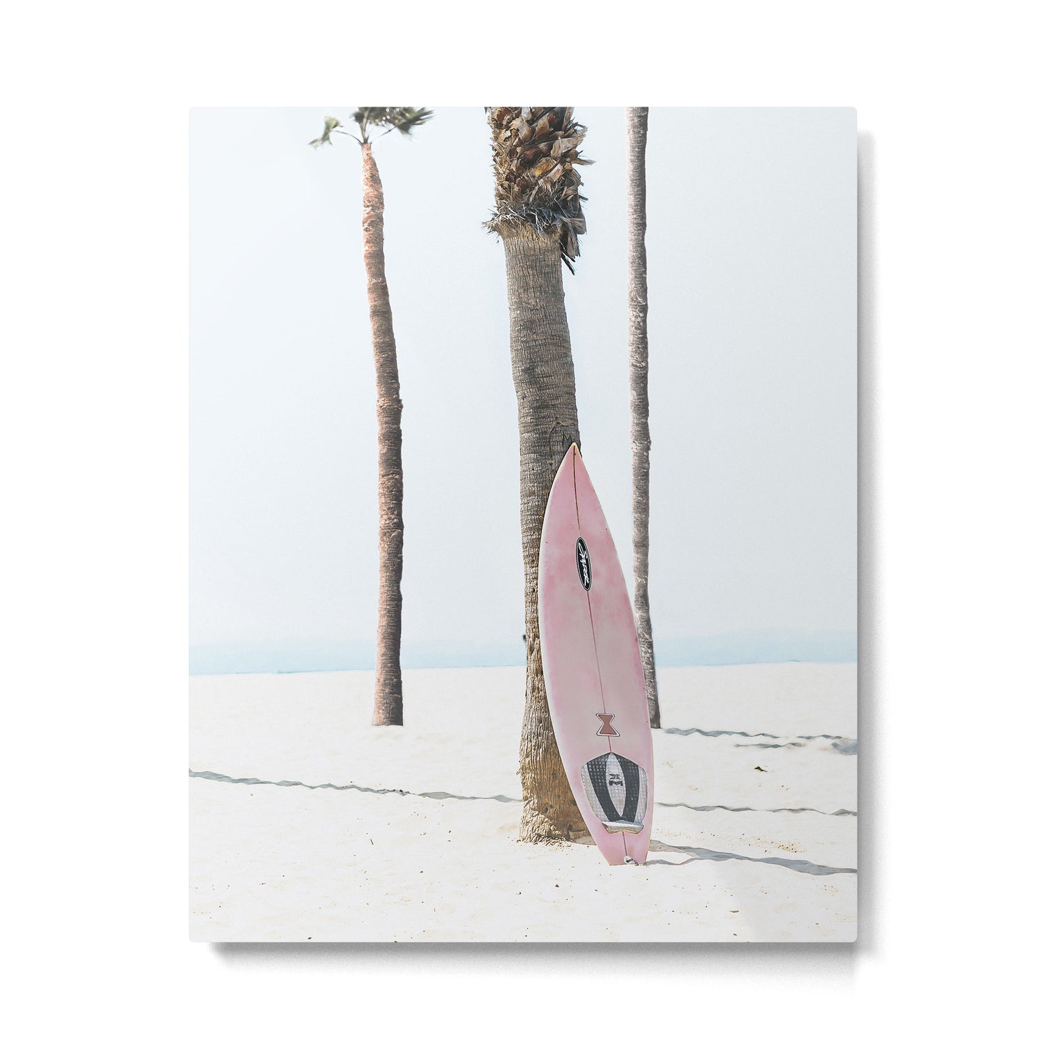 Pastel Pink Surfboard at Beach Metal Print Gallery Image 4