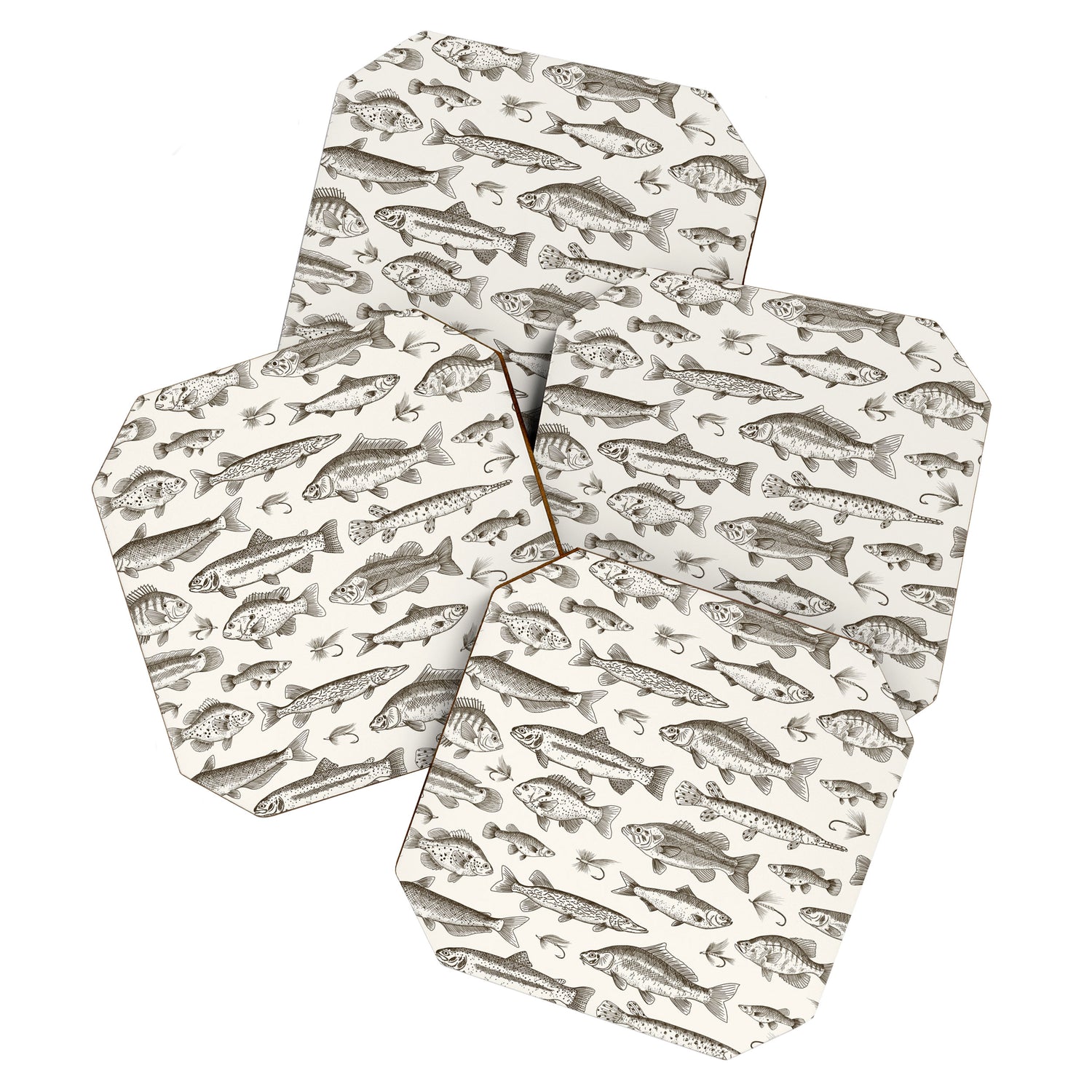 Brown - Freshwater Fish Toile Coaster Gallery Image 1