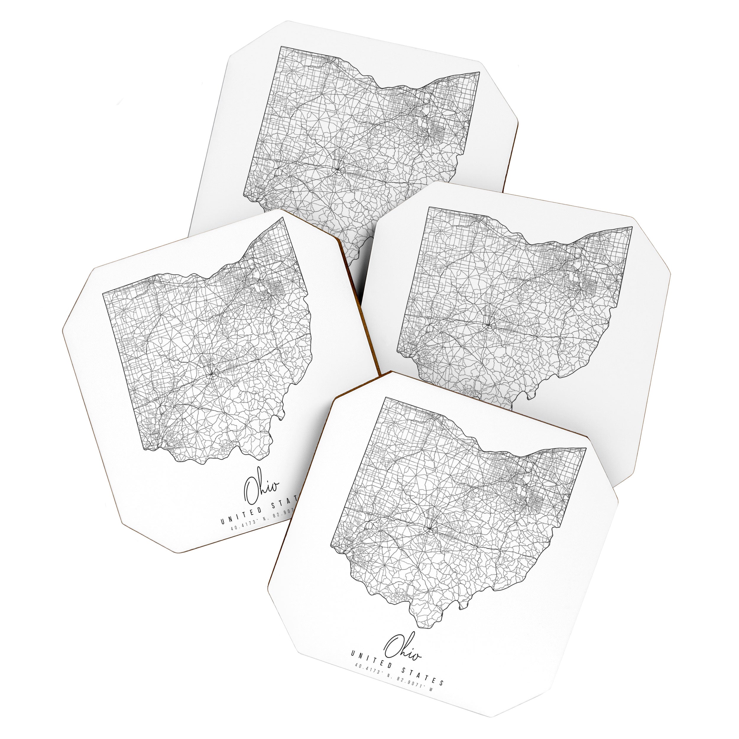 Ohio Minimal Street Map Coaster Gallery Image 1