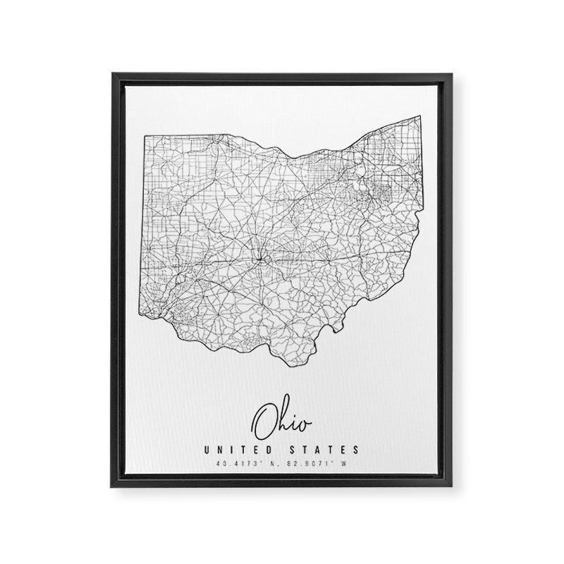 Ohio Minimal Street Map Framed Canvas Print Gallery Image 6