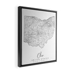 Ohio Minimal Street Map Framed Canvas Print Gallery Image 2