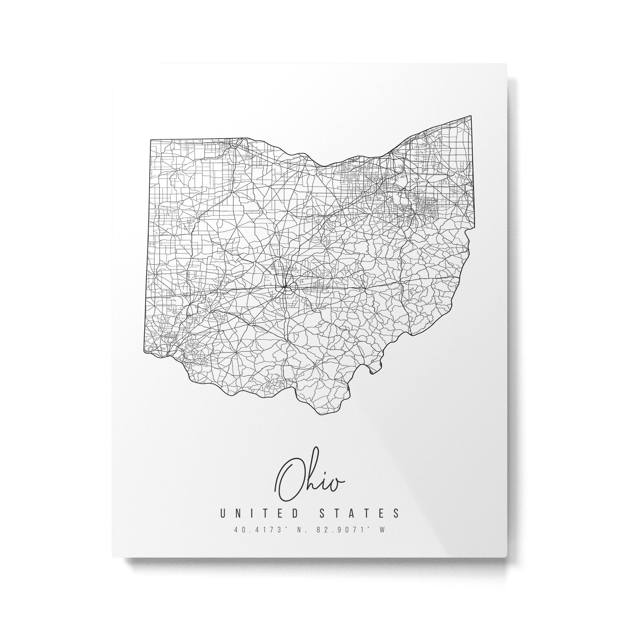 Ohio Minimal Street Map Metal Print Gallery Image 4