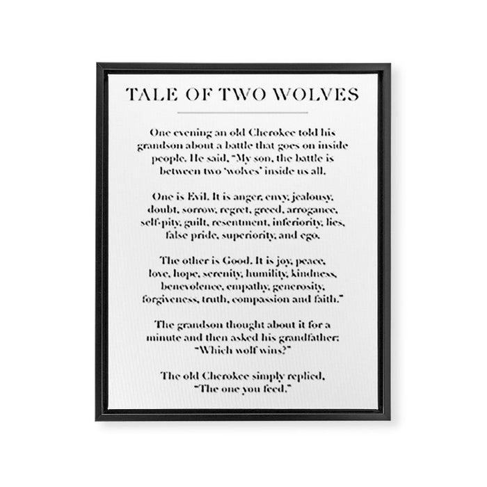 The Tale of Two Wolves Framed Canvas Print Gallery Image 1