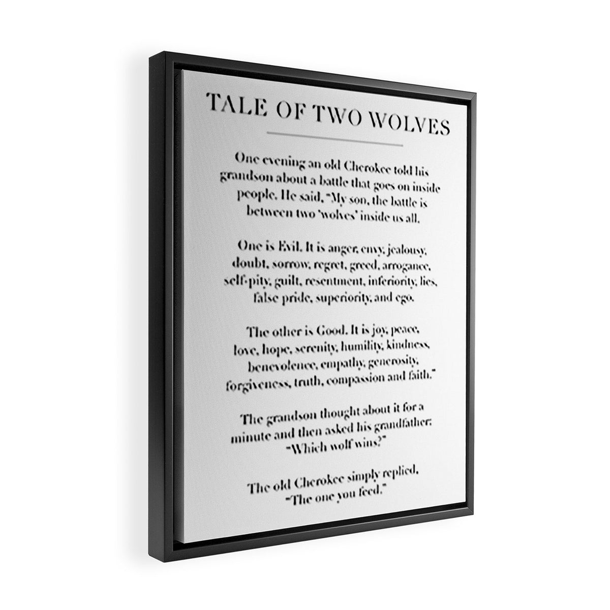 The Tale of Two Wolves Framed Canvas Print Gallery Image 2