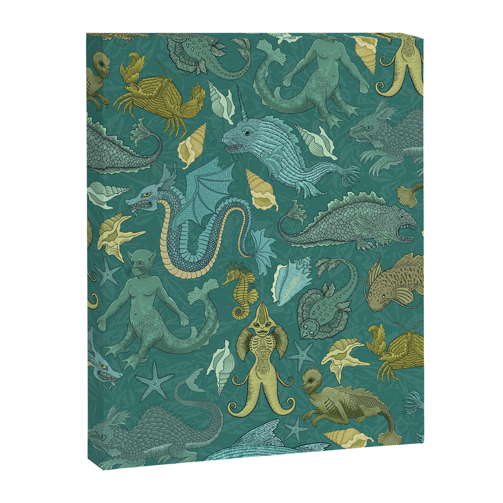Deepsea Cryptids in Sea Green Canvas Print Gallery Image 8