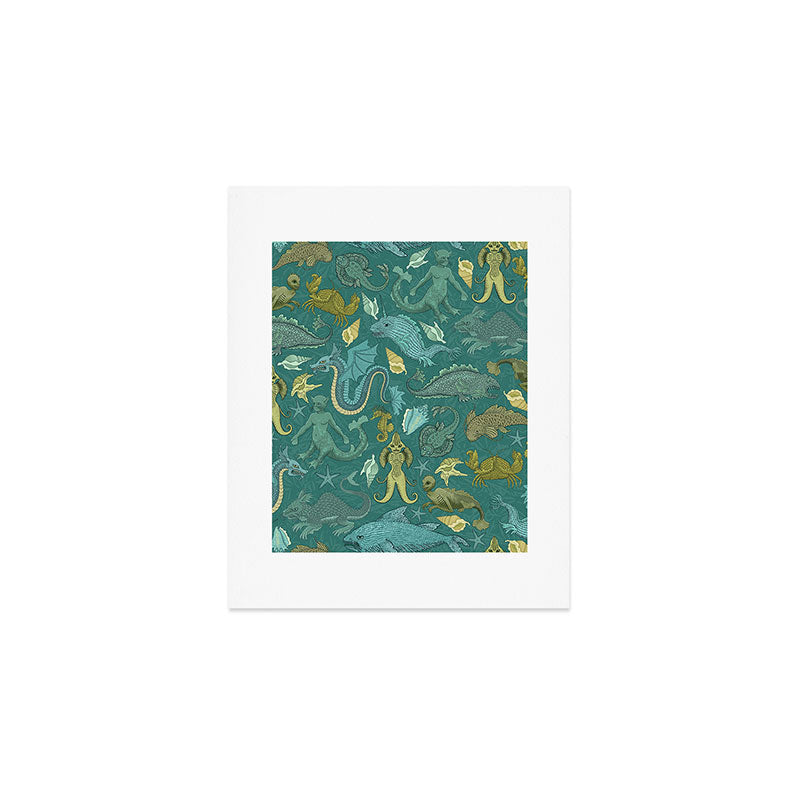 Deepsea Cryptids in Sea Green Art Print Gallery Image 1