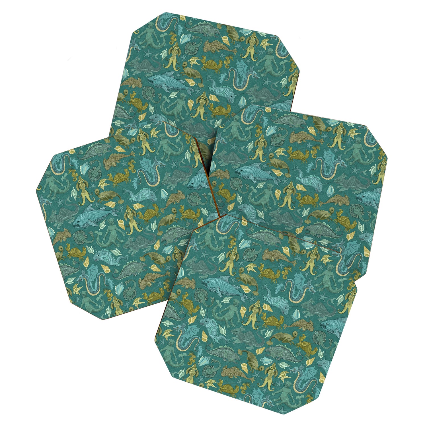 Deepsea Cryptids in Sea Green Coaster Gallery Image 1