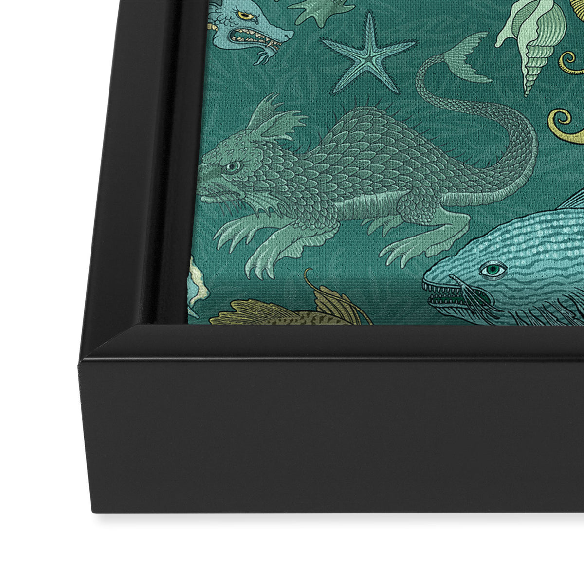 Deepsea Cryptids in Sea Green Framed Canvas Print Gallery Image 3
