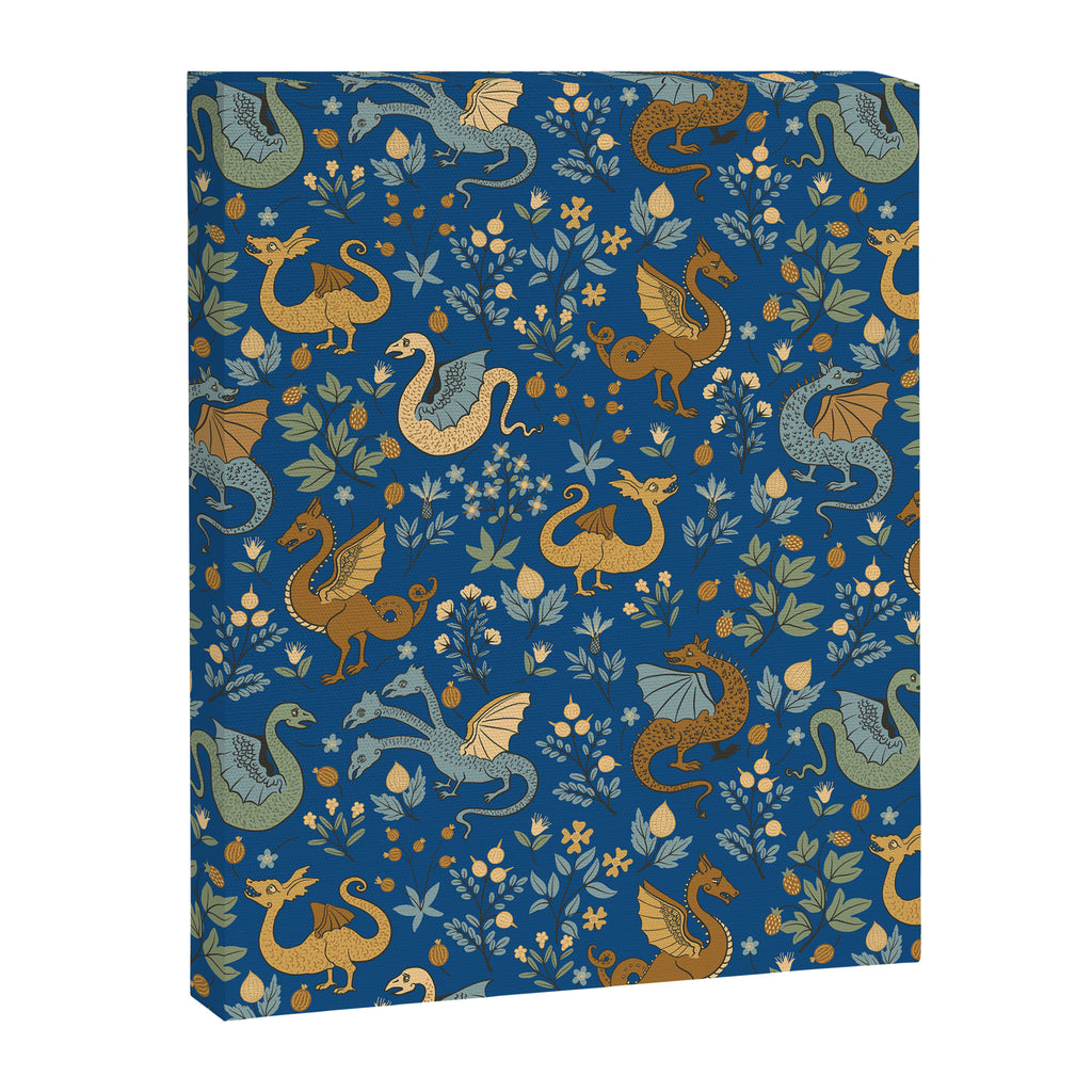 Dragons and Flowers on Classic Blue Canvas Print Gallery Image 8
